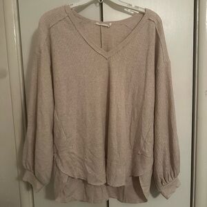 Lush Light Brown Ribbed Top